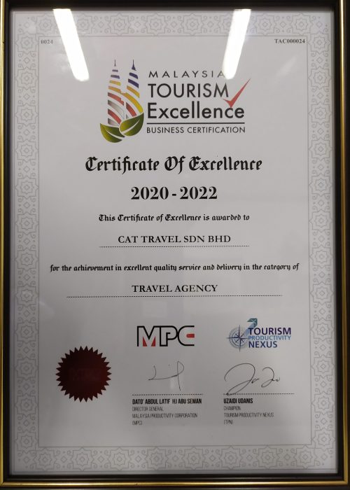 Malaysia Tourism Excellence Certificate 2020-2022